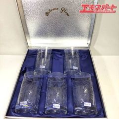 レア商品 吹きガラスコップ 6個セット 径6.8cm高10cm 木箱入り 松坂屋 