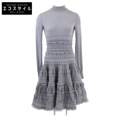 ALAIA　アライア　【国内正規】AA9R2153CM626 クリノリンフレアファインニットミニスケーター ハイネック ドレス/　38