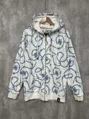 SUPPLIER サプライヤー 総柄 刺繍 CROSE CHINE ZIP HOODIE ジップアップ パーカー sizeXL/白 ◆■ メンズのサムネイル