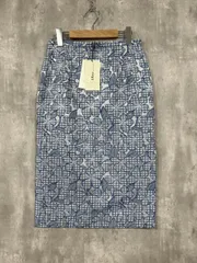 美品 49AV. junko shimada アベニュージュンコシマダ タグ付 日本製 総柄 花柄 タイト スカート size38/青 ■◆◎レディースのサムネイル