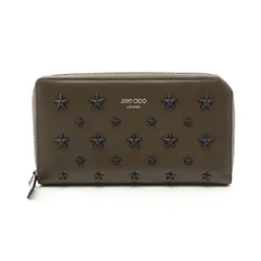 ジミーチュウ JIMMY CHOO ラウンド長財布 CARNABY カーナビー スタースタッズ カーキ レザー スタースタッズ ラウンド長財布 メンズ Used Aのサムネイル
