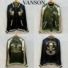美品 VANSON バンソン コットン シングルライダース スカル・ボーン L