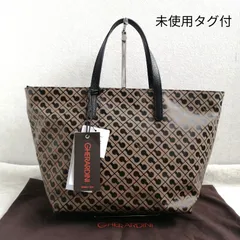 未使用タグ付☆ゲラルディーニ トートバッグ ソフティ 総柄 ハンドバッグ レザー ブラウン ミディアムショッパー 通勤通学のサムネイル