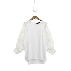 ”＠”未使用品 2025年 M'S GRACY エムズグレイシー 異素材 コンビ リボン付 カットソー ブラウス ホワイト 38 515115のサムネイル