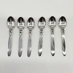 ●Georg Jensen ジョージジェンセン Cactus カクタス パターン スターリングシルバー製 純銀製 デミタススプーン 6本セット【中古】ABランク　9_133のサムネイル