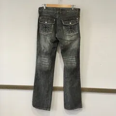 6074 【Y2K】COMME CA COLLECTION コムサコレクション ブラック デニム パンツ Lサイズ 牛革使用 2005年製 お兄系 平成のサムネイル