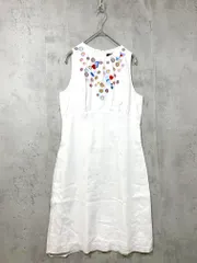 美品 TOCCA トッカ ラミー 麻 刺繍 ノースリーブ ワンピース size4/白 ■◆レディースのサムネイル