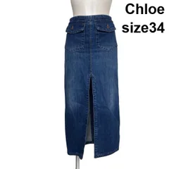 ●◇ クロエ Chloe デニムスカート ロング丈 タイト フロントスリット インディゴブルー コットン100％ 34 S 7号 レディース S6F749のサムネイル