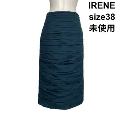 ◇ 未使用 アイレネ IRENE ロングスカート タイトスカート シャーリングデザイン ボトムス グリーン系 38 M 9号 レディース S6F750のサムネイル