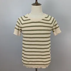 Eddie Bauer　Sサイズ　半袖トップス　サマーニット　ボーダー　アースカラー　ラミー混　エディーバウアー　【1078】のサムネイル