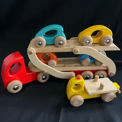 T ボーネルンド 車をはこぶトラック キャリアカー　ミニカー セット 木製玩具 BAJO社 BorneLund T26062523のサムネイル