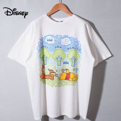 90s ディズニー Disney プーさん Pooh Tシャツ L ホワイト ティガー ヴィンテージ Vintage オーバーサイズ キャラT アニメT ヴィンテージT オーバーサイズ 古着 T358