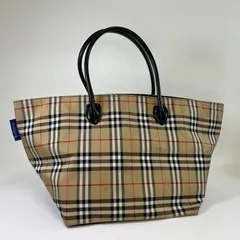 【美品】BURBERRY BLUE LABEL バーバリーブルーレーベル トートバッグ ハンドバッグ 舟型 餃子型 ノバチェック キャンバス レザー ブラック ベージュのサムネイル
