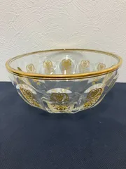 【441301110007】箱付 Baccarat バカラ ボウル サラダボウル 金彩 ゴールド アラベスク模様 クリスタルガラス 鉢 現状品のサムネイル