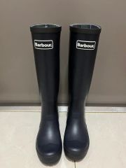 Barbour UK9 ブラック 長靴 ハウスチェック柄ライニング - メルカリ