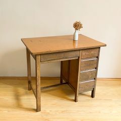 古家具『木製長机 引出し4つ付き』 木製 デスク 片袖机 机 引き出し 作業机 古家具 m015 - メルカリ