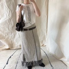 良品☆ 【FENDI】 ジャガード ニット フレアスカート （L） ウエスト