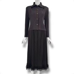極美品 ISSEY MIYAKE イッセイミヤケ PLEATS PLEASE プリーツプリーズ セットアップ ジャケット スカート ブラウン サイズ3