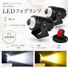 プロジェクター LED フォグライト 2個 バイク用 小型 ミニ 2色切替 スイッチ付き 汎用 補助灯