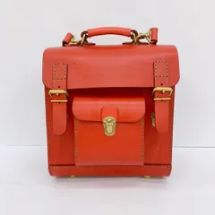 HERZ ヘルツ ガロンリュック 鞄 デイパック ハンドメイド レザー 本革 メンテグッズ付き 美品 レディース レッド カバン IF19616■のサムネイル