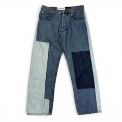 良品★LOEWE ロエベ H2292030IB コットン100％ Paulas Ibiza レザーロゴパッチ付 パッチワーク デニムパンツ 46 正規品 メンズのサムネイル