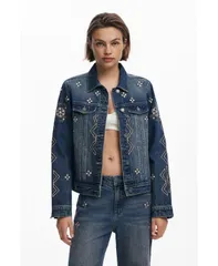 デジグアル レディース アウター ジャケット・ブルゾン デニム ジャケット Desigual Womens Mirror denim jacket Medium blue ブルーのサムネイル