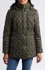 ロンドンフォグ レディース アウター ジャケット・ブルゾン キルティング London Fog Quilted Wateresistant Jacket Olive オリーブのサムネイル