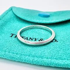 極美品 ティファニー ミルグレイン バンド リング 幅2mm 23号 TIFFANY&CO. PT950 婚約指輪のサムネイル