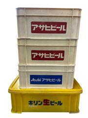 ビールケース3個 大瓶ビールケースコンテナ アサヒビール 瓶ケース お