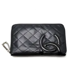 【楠本質店/元住吉】シャネル　CHANEL　カンボンライン　ラウンドファスナー　長財布　ブラック　黒　レザー　エナメルのサムネイル
