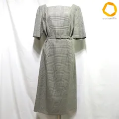 #snc エスカーダ ESCADA ワンピース 40 グレー 黒 チェック 千鳥格子 ベルト付き 半袖 スクエアネック ロング レディース [999545]のサムネイル