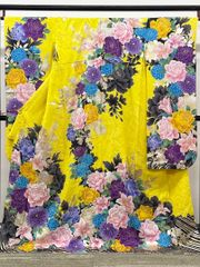 振袖 仮絵羽 金彩 銀通し 刺繍 正絹 未仕立て品 八掛付き MOK764