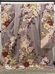 振袖 仮絵羽 金彩 銀通し 刺繍 正絹 未仕立て品 八掛付き MOK764