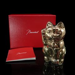 美品】バカラ まねき猫 ミッドナイトブルー招き猫 オブジェ 置物 箱