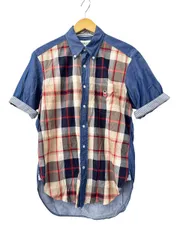 マッキントッシュ フィロソフィー MACKINTOSH PHILOSOPHY Buckingham Bear バッキンガム ベア チェック切替 ボタンダウン 半袖 シャツ H1M70-529-27 38 インディゴ ブランド古着ベクトル 中古●260630のサムネイル