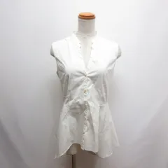 アクリス AKRIS ペプラム ノースリーブ ブラウス 38 オフホワイト ストレッチ シャツのサムネイル