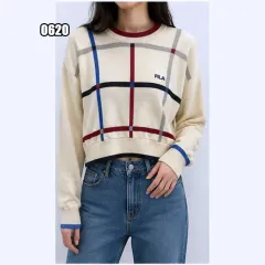 L フィラ クロップド ハウンドトゥース ラウンド CHECK ニットのサムネイル