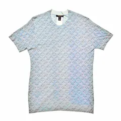 LOUIS VUITTON ルイヴィトン 22AW 3D グロー モノグラム ニットトップ 総柄 クルーネック ショートスリーブ Tシャツ size=XXL FNKS10N88 半袖 S/S TEE 2022年秋冬 ブルー カシミヤ シルク レディースのサムネイル