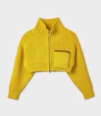 (週末限定 JACQUEMUS ジャックムス ル アハルコ コート ジップアップ ニット カーディガン - イェローのサムネイル
