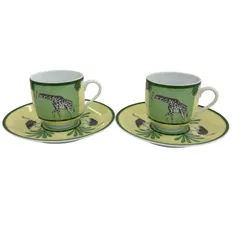 186005 HERMES エルメス AFRiCA ペア カップ＆ソーサー グリーン 2点まとめ売りのサムネイル
