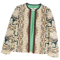 極美品 エトロ ETRO ジャケット ノーカラー ボタンレス 総柄 コットン シのサムネイル