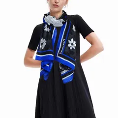 デシグアル Desigual 長方形スカーフ フラール（フラワー・ネイビーブルー）のサムネイル