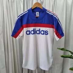 90s old adidas デサント製 半袖トラックシャツ ハーフジップ - メルカリ