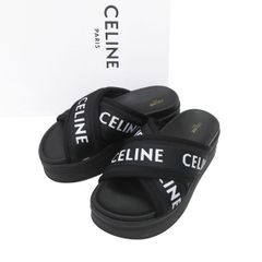ほぼ未使用CELINE 38/24cm セリーヌ バルキー サンダル ブラック ほぼ未使用CELINE 38/24cm セリーヌ バルキー サンダル ブラック