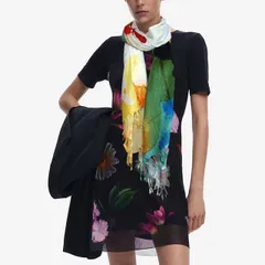 デシグアル Desigual 長方形スカーフ フラール（カラフルロゴ・フリンジ）のサムネイル
