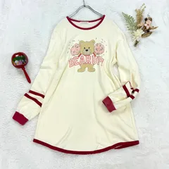 日本製 Candy Stripper キャンディストリッパー 長袖 チュニック カットソー ベアー 熊 グラフィック プリント 裏毛 パイル オフホワイト レディースのサムネイル