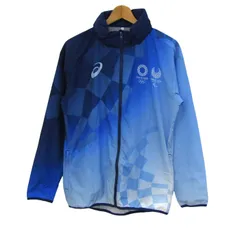 アシックス ウィンドブレーカー ジャケット アウター 東京オリンピック ボランティア メンズ Mサイズ ブルー asics 【中古】のサムネイル