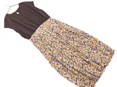 新品 Tiaclasse ティアクラッセ フレンチスリーブ 花柄 ドッキング ワンピース size11/茶 ■◆ レディースのサムネイル
