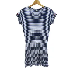 トミーヒルフィガー ワンピース トップス フレンチスリーブ ボーダー キッズ 女の子用 164サイズ ホワイト×ブルー TOMMY HILFIGER 【中古】のサムネイル
