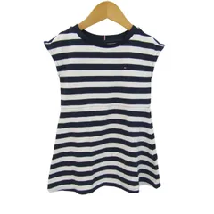 トミーヒルフィガー ワンピース トップス ノースリーブ ボーダー柄 キッズ 女の子用 104サイズ ネイビー×ホワイト TOMMY HILFIGER 【中古】のサムネイル